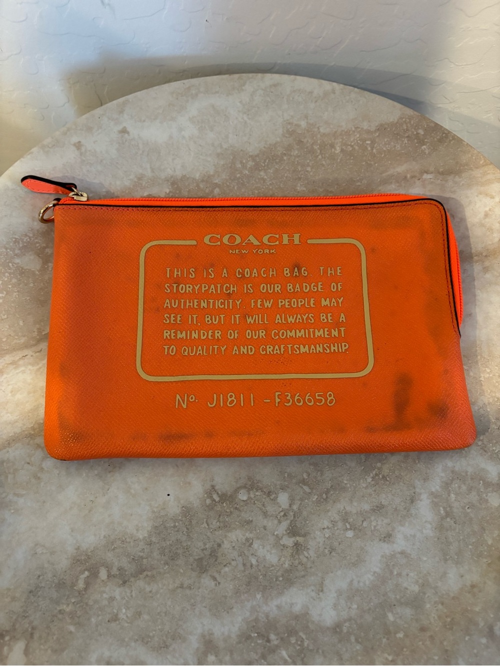 Coach Storypatch Creed Orange Logo Zip Pouch